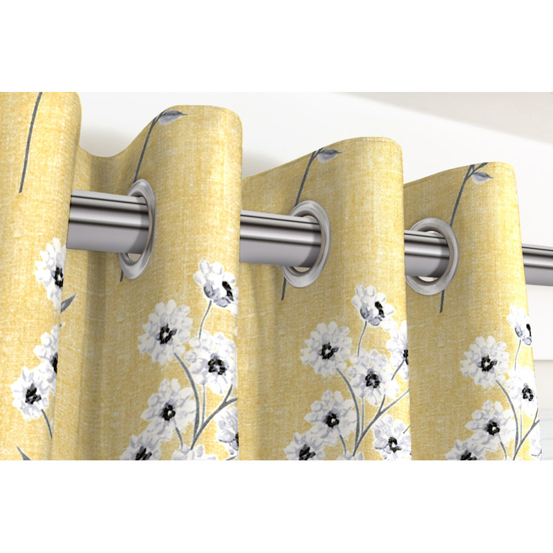 Prospe Cotton Blackout Curtain Pair, Width 167 x Drop 228 cm, Yellow