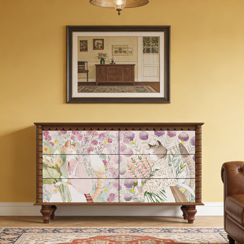 Commode d'entrée Mid-Century en bois massif, Brun