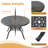 7-piece cast aluminum set - 48.03" round table & 6 swivel chairs, premium outdoor design in black frame