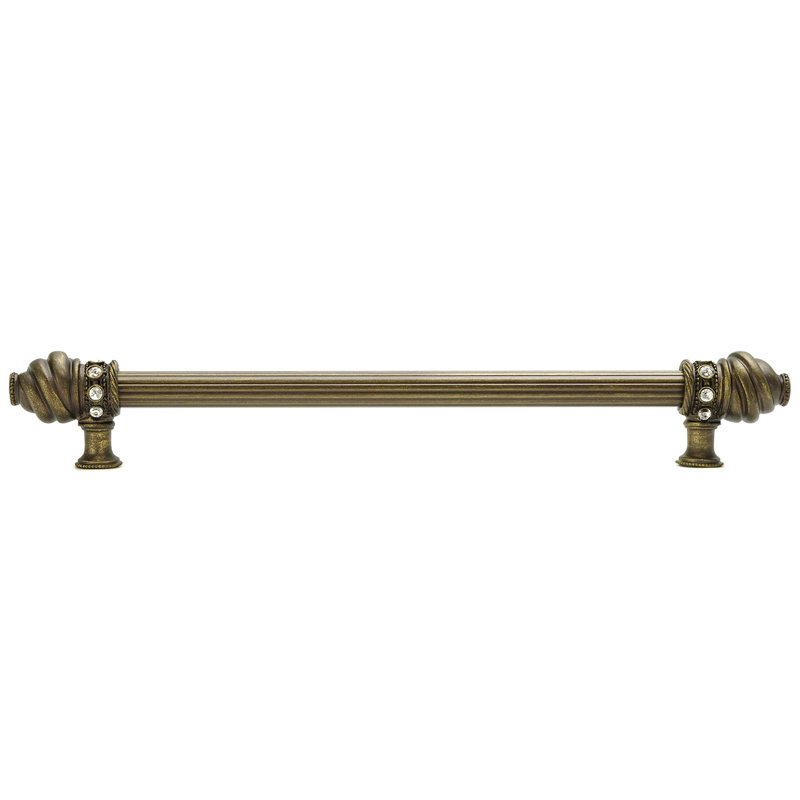 Cache cache une longue poignée de centre à centre de 15 pouces avec une barre de 5/8 po avec 16 cristaux rivoli Swarovski en laiton antique