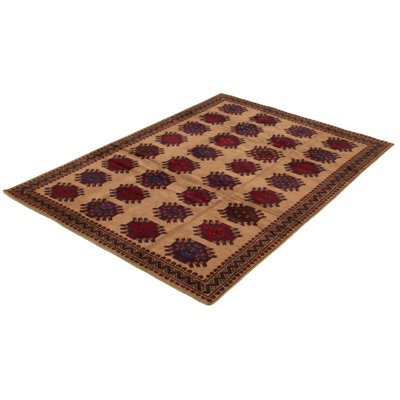 Tapis décoratif de laine brun clair en laine de conception unique 6 pi 3 po X 8 pi 11 po noué à la main New Age
