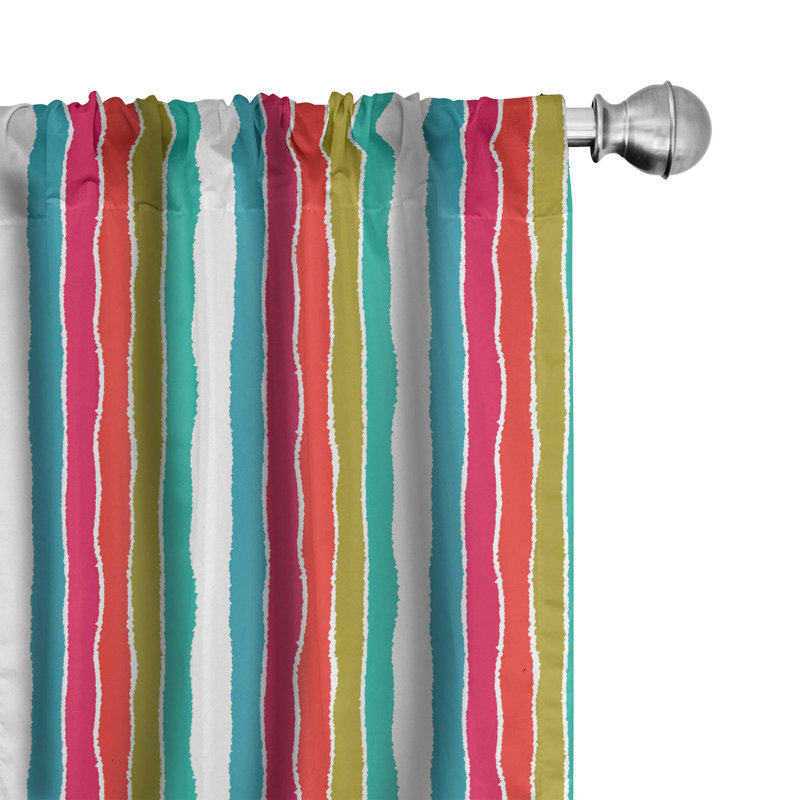 Pinstripe Semi-Sheer Rod Pocket Curtain Panels, 28" x 63", Red/Green