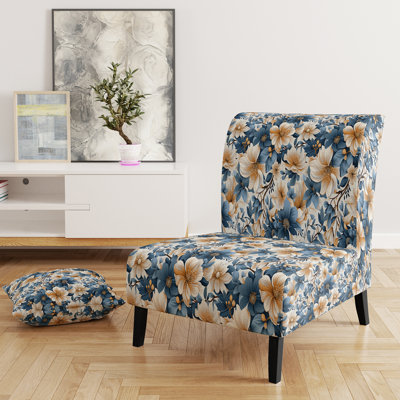 Fauteuil de chambre bleu rétro Finesse Floral Motif III - rembourré Cottage