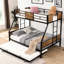 Lit superposé simple au-dessus d'un lit double en métal avec lit gigogne, solide et stable, brun noir, sans sommier, grand espace de rangement, assemblage simple requis, structure fiable et silencieuse