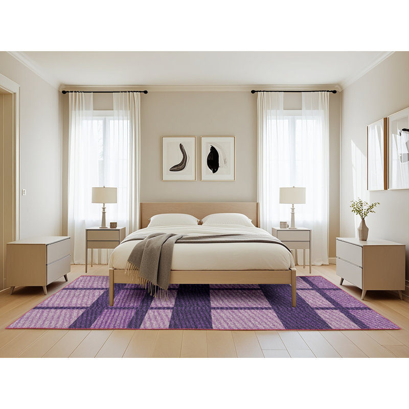Tapis mauve à motif géométrique Antravia, Rectangle 5 pi x 8 pi