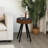 Round Side Table with Solid Wood Legs – Brown & Black, 15.7"