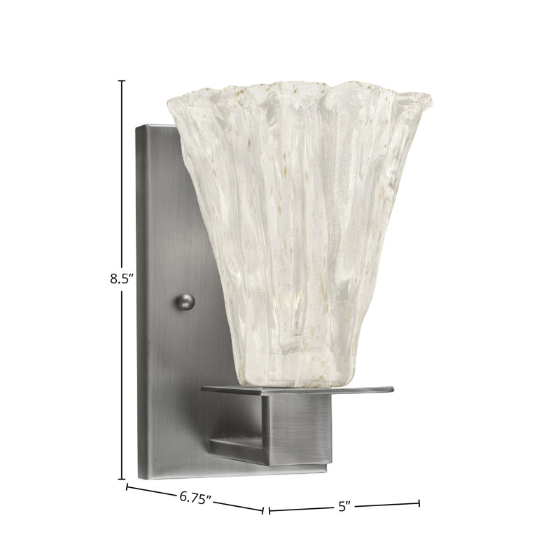 Apollo Wall Sconce Shown In Graphite Finish With 5.5" Fluted Italian Ice Glass