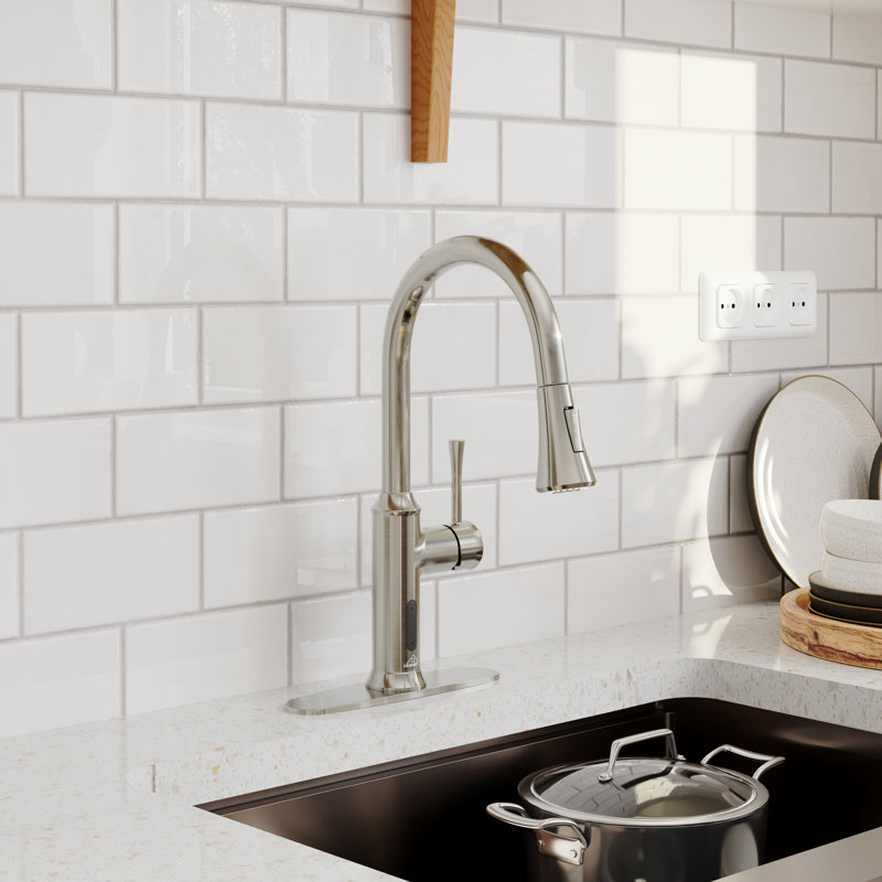 Willow Smart Faucet Touchless Pull Down Sprayer Kitchen Faucet with Voice and Motion Control, Nickel