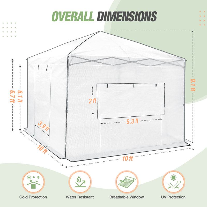 Serre Pop-Up 10 'x 10', Blanc