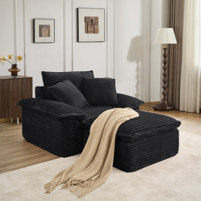 Khalif Corduroy Chaise Lounge Sofa–No Assembly Lounge Sleeper Couch