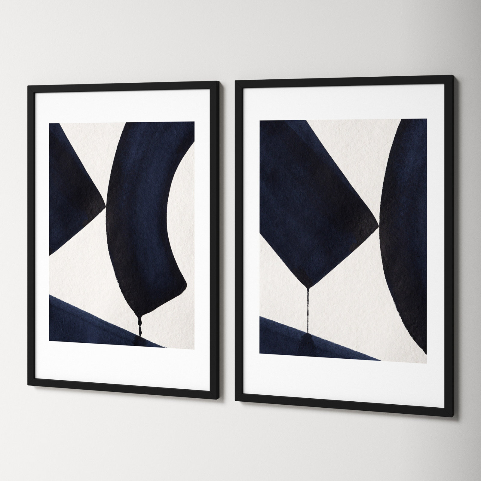 Fluid Motion 2 Duo 2-Piece Print Set, Black, 34.65" H x 49" W x 0.88" D