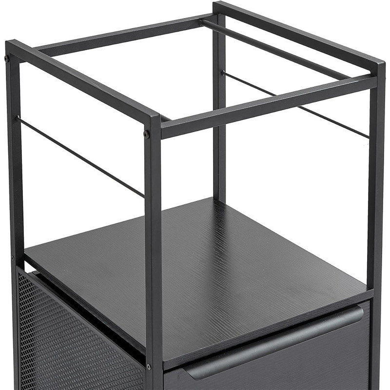 Multifunctional Mobile File Organizer with Hanging Files&Folders, Vertical Filing Cabinet for Home and Office, Matte Black