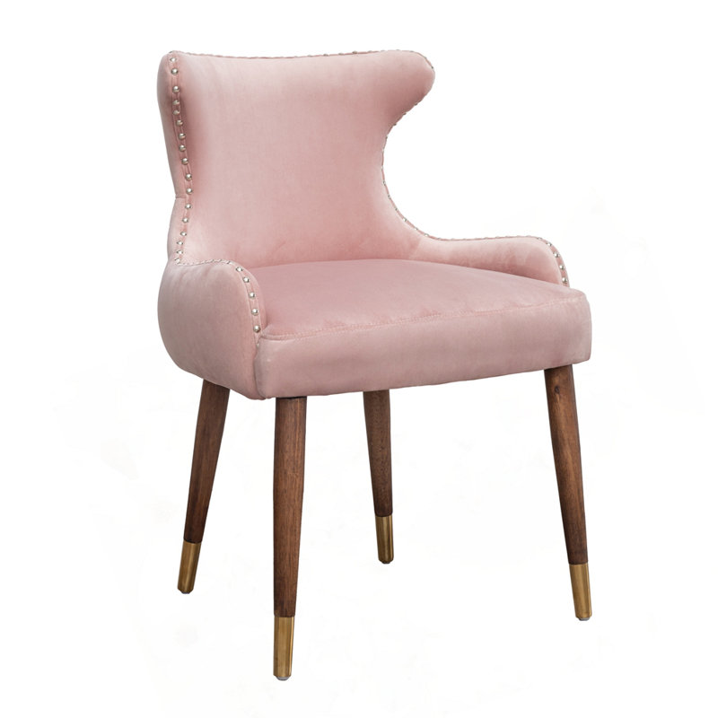 Fauteuil demi-tonneau capitonné à dossier capitonné, Rose