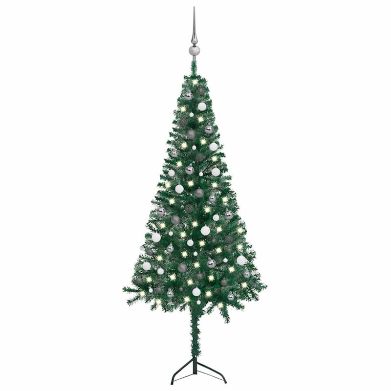 Décoration de sapin de Noël artificiel illuminé avec boule, H 6,18 pi, Blanc