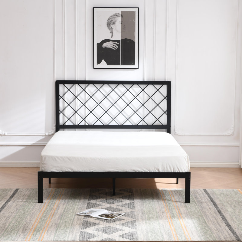 Lit plateforme en métal Konrad, Double, Noir