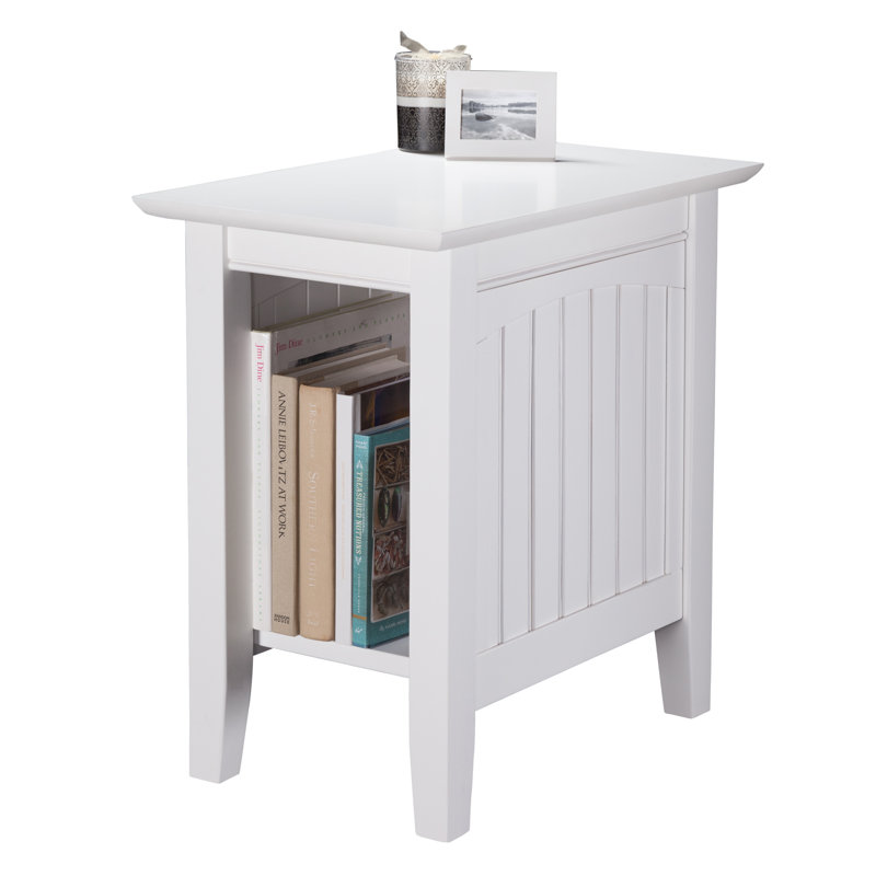 Tolleson Solid Wood End Table, White
