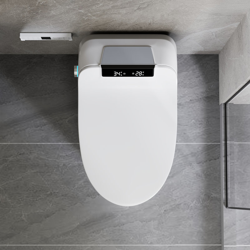 Toilette intelligente avec bidet intégré, bidet et lavage arrière, chasse d'eau automatique et occultante, siège confort allongé avec séchoir à air, capteur de pied et télécommande