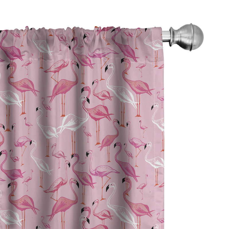 Flamingo Semi-Sheer Rod Pocket Curtain Panels, 28" x 84"