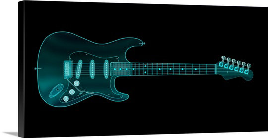 «Francy Guitare X-ray» par Michael Tompsett - impression d'art graphique, H 12 po x l 24 po x 1,5 po, Toile