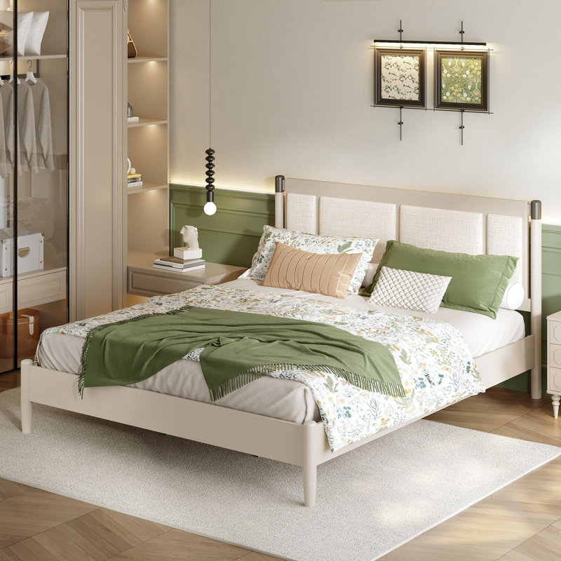 Lit moderne élégant et chic, tête de lit tapissier, Gris, GRIS CLAIR, Très grand lit