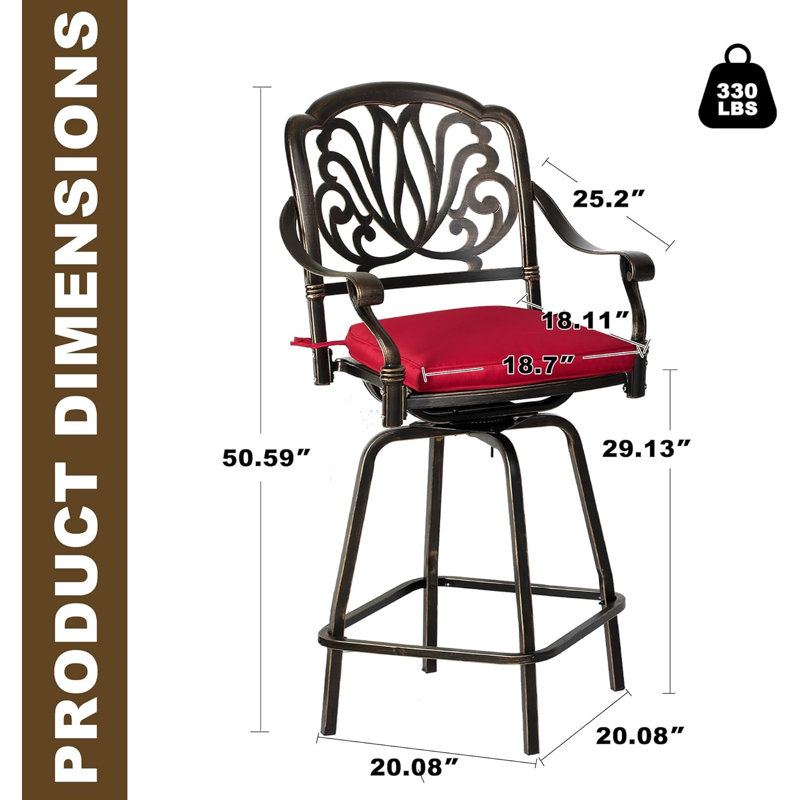 Tabouret de bar 29,13 po Ludo, Rouge