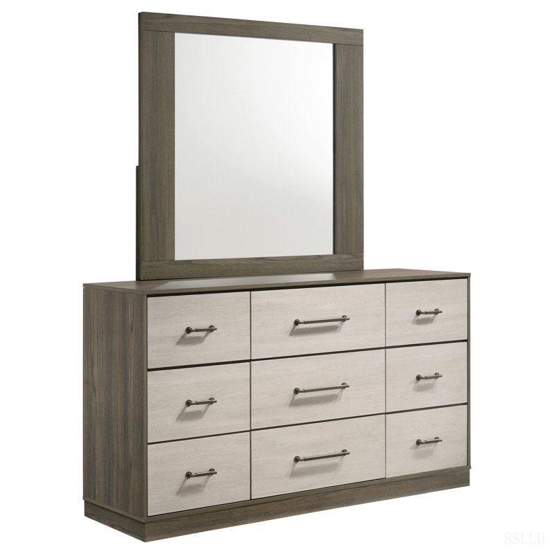 Commode 9 tiroirs avec miroir Edmondson, 71.5 cm H x 60.75 cm W x 17.75 cm D