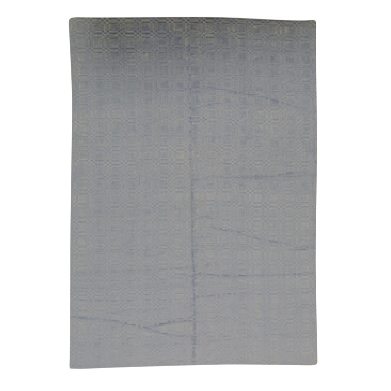 Tapis géométrique en lin argent / gris, Rectangle de 10 pi x 14 pi