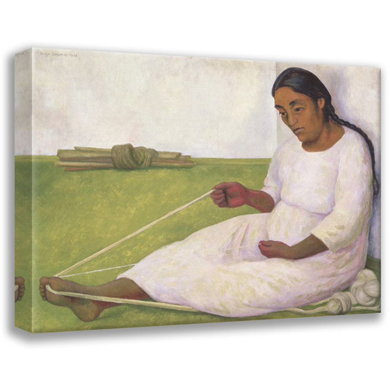 «Indian Spinning» par Diego Rivera, toile tendue avec châssis, H 17 po x l 24 po
