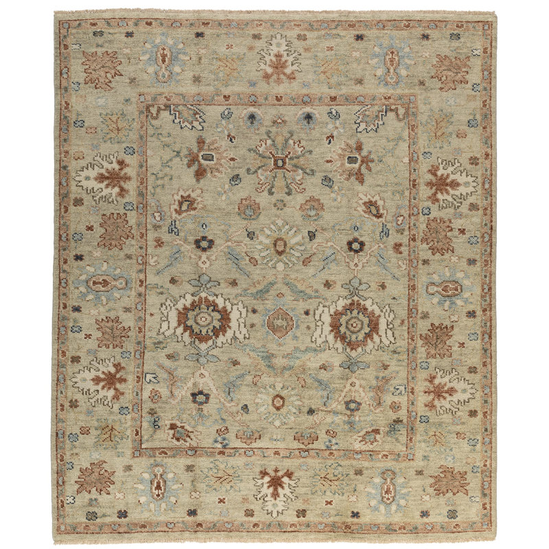 Rock My Classics Wool Oriental Area Rug in Beige/Blue/Brown, Rectangle 6' x 9'