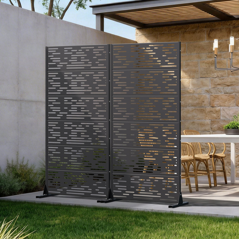 Panneau de clôture en métal pour l'extérieur, Brun, 72" H x 70" W x 16" D