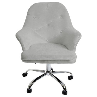 Fauteuil de coiffeuse capitonné Michelle avec pivot à 360 °, siège de bureau à boutons et cinq roulettes non marquantes