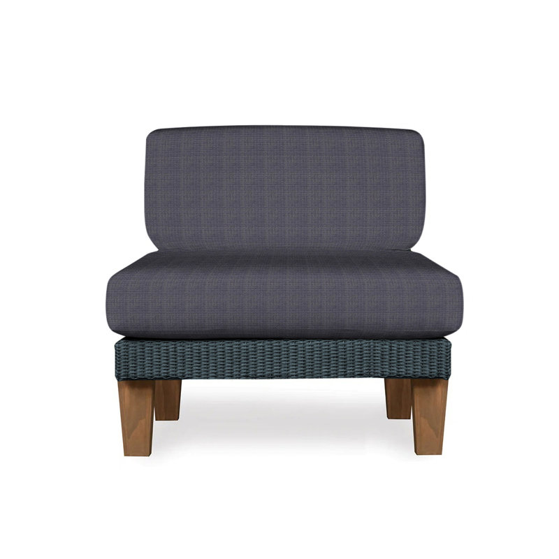 Catalina Outdoor Teak Lounge Chair, Beach Navy, Ebony