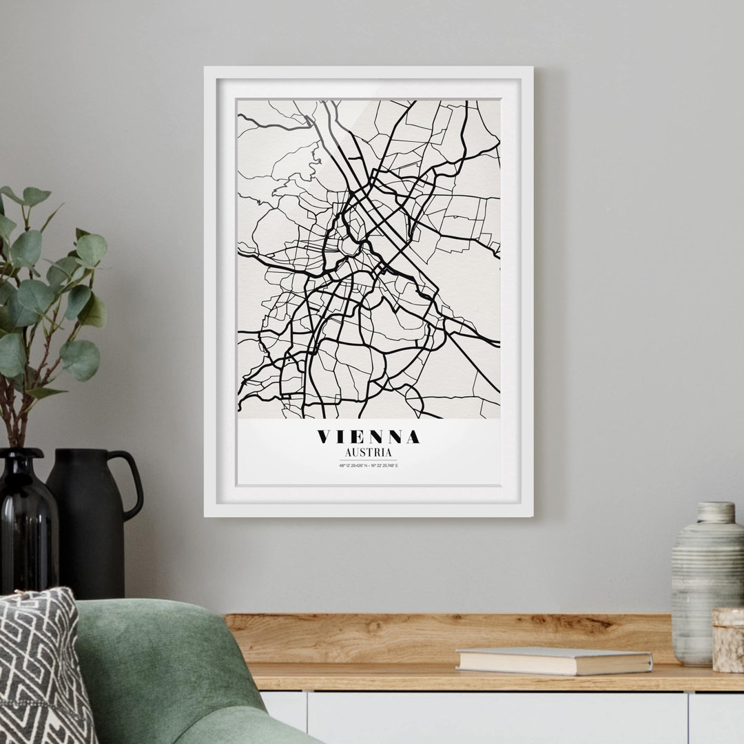 Gerahmter Grafikdruck Classic Vienna Street Map