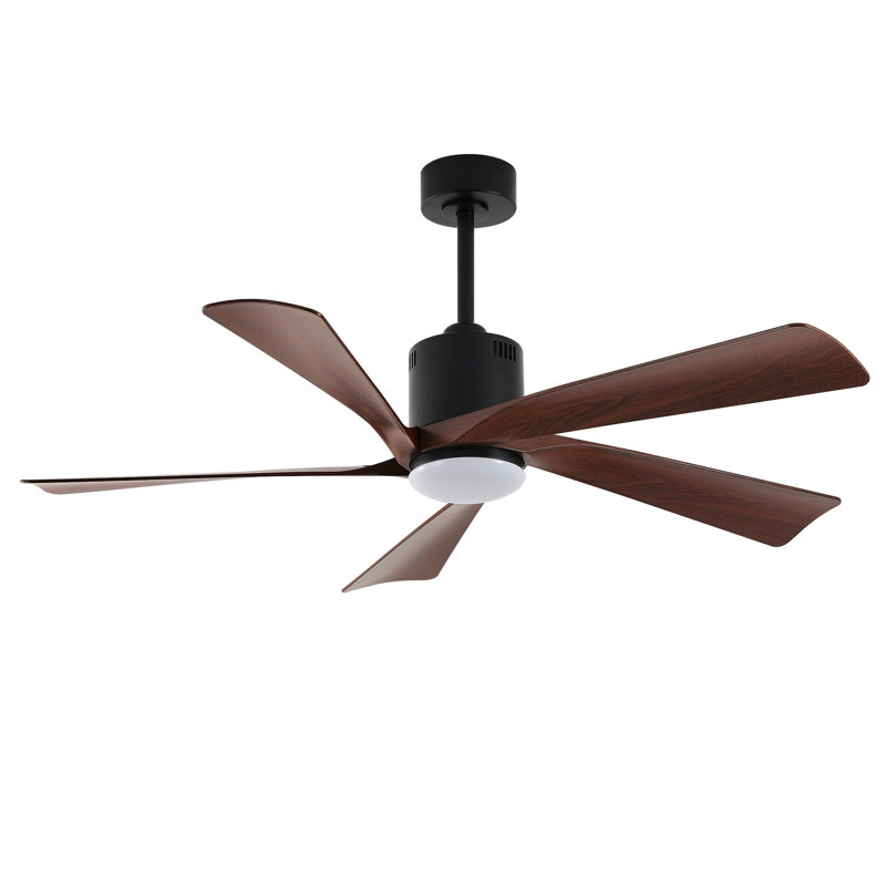 Ventilateur de plafond à DEL 5 pales 52 po avec ensemble d'éclairage et télécommande, Bois brun foncé