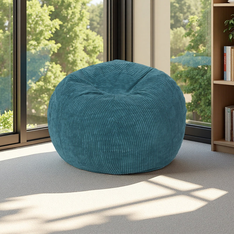 Polyester moderne en velours côtelé 3 pi Fauteuil à billes, Bleu sarcelle foncé