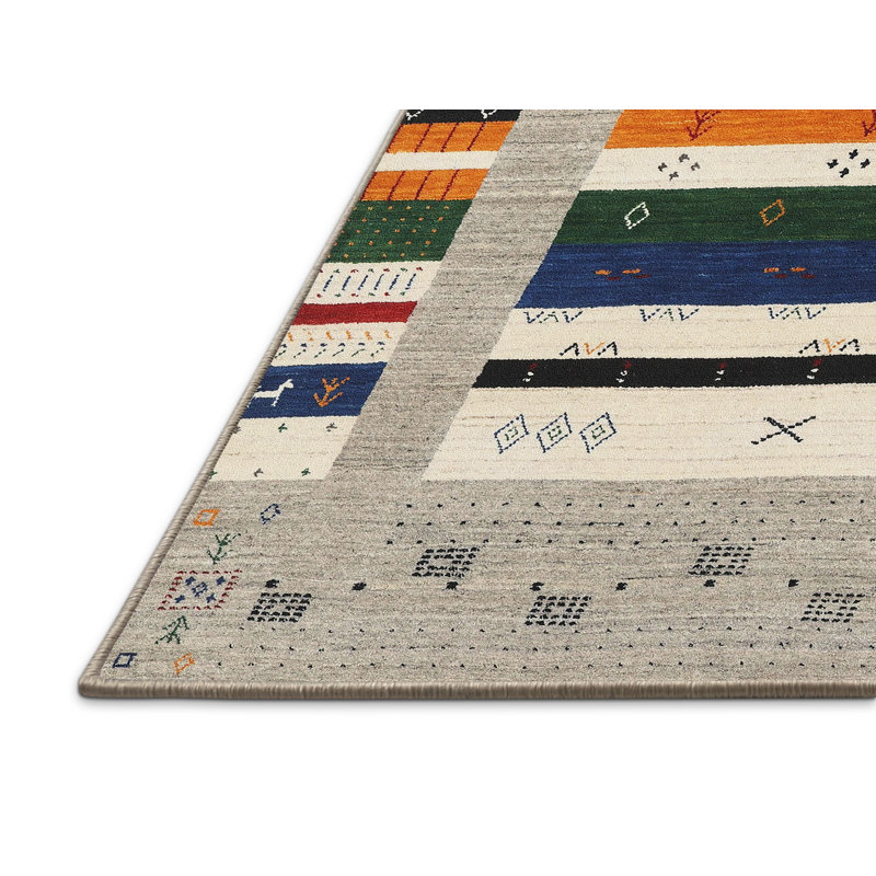 Tapis gris/rouge/vert de zone contemporaine Aaralyn, Rectangle 4 pi x 6 pi