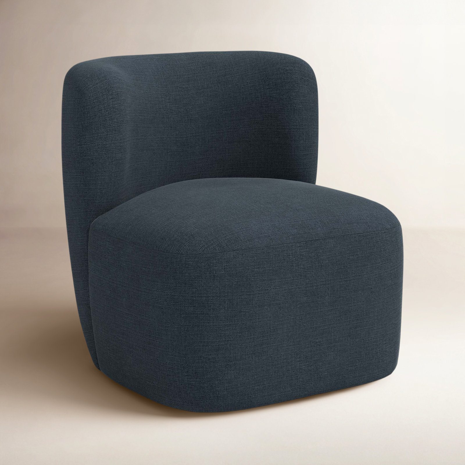 Mariza Cotton Swivel Lounge Chair, Classic Navy Linen