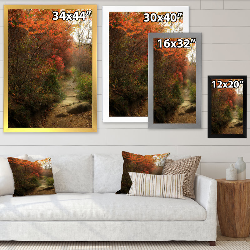 Feuilles d'automne colorées - reproduction d'art sur toile traditionnelle, Toile avec cadre noir, H 20 po x l 12 po x P 1 po