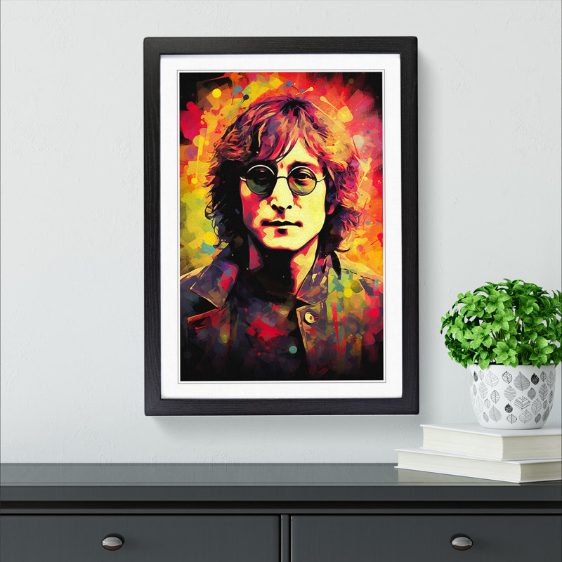 John Lennon Digital - Framed Print, Black Framed, 64cm H x 46cm W x 2cm D