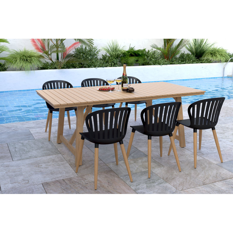 Anautica Outdoor Patio 7pc Dining Set, Black