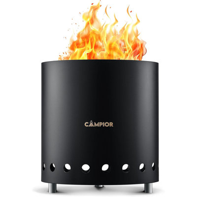Wood Burning Fire Pit Stove With Black Exterior - Smokeless Outdoor Stove For Efficient Wood Fires, Camping, And Gatherings, Stainless Steel With Removable Ash Pan, Stand And Carry Bag