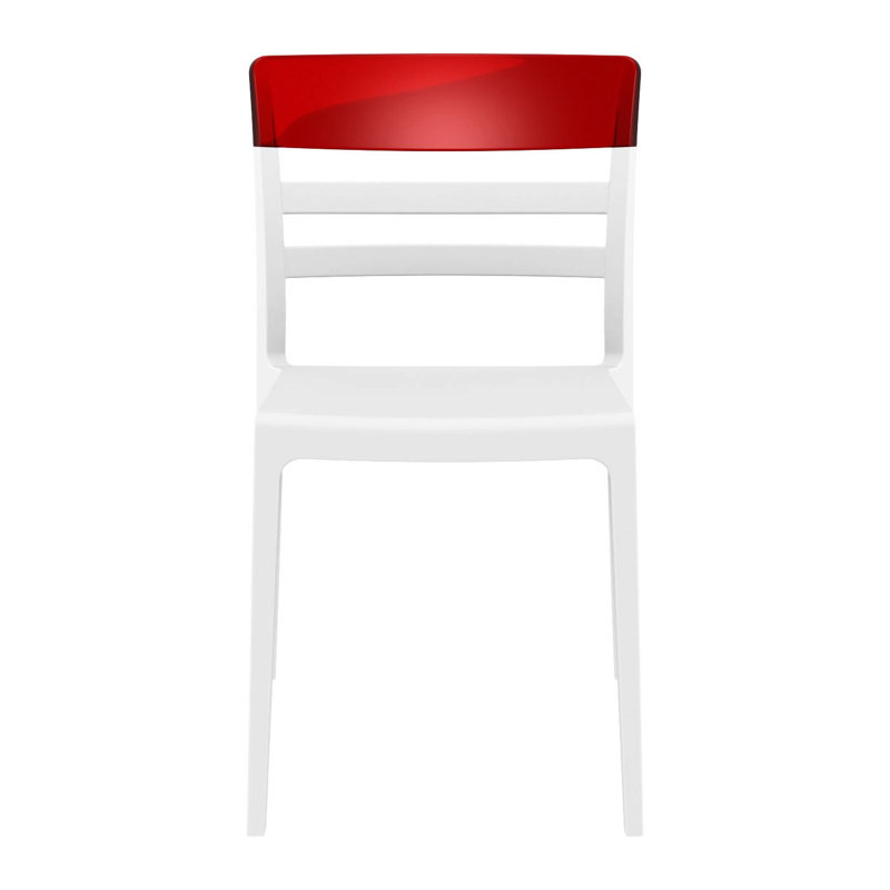 Chaise d'appoint de salle à manger Milliman, Blanc / Rouge transparent