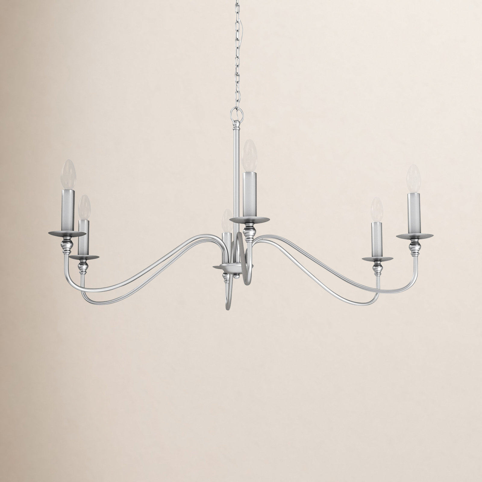 Ableton Iron 6-Light Chandelier, 22" H x 42" W x 42" D, Polished Nickel