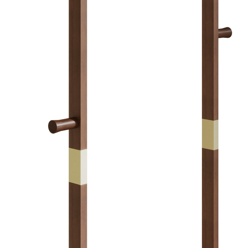 Walnut Solid Wood Freestanding Coat Rack with Shelves and Hooks