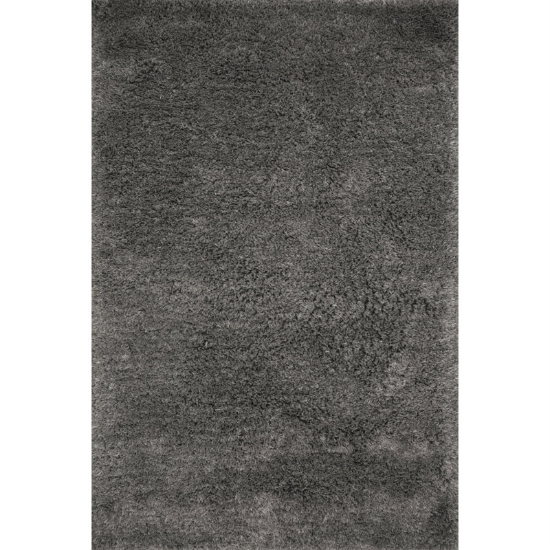 Tapis gris anthracite à poils longs Montanez, Rectangle 5 pi x 7 pi 6 po