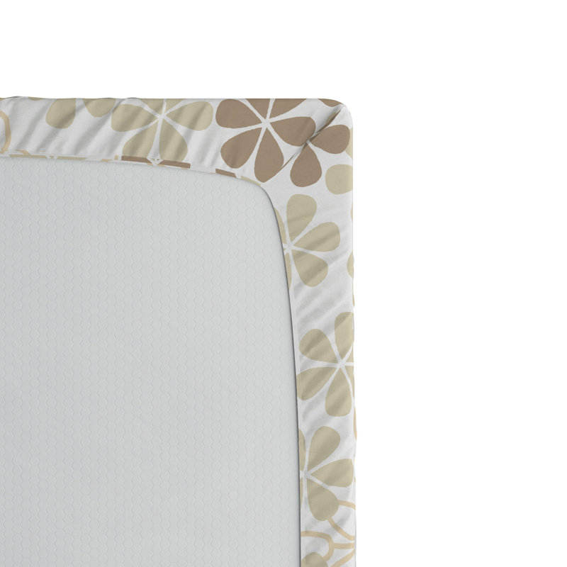 Microfiber Floral Fitted Sheet, Twin Fitted Sheet, Brown Floral