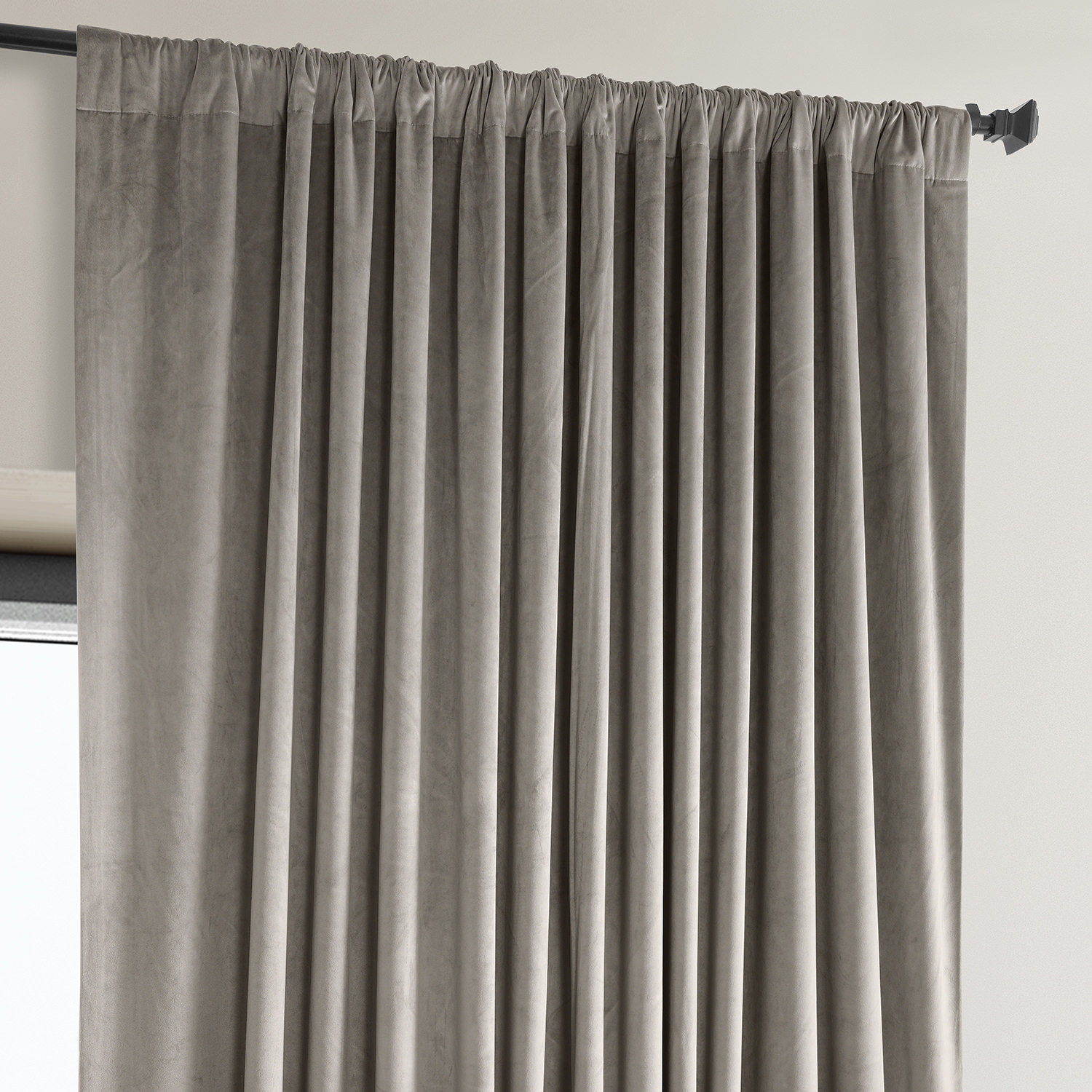 Loria Plush Velvet 100% Blackout Curtains For Bedroom, Living Room - Single Panel, Library Taupe, 100" W x 84" L