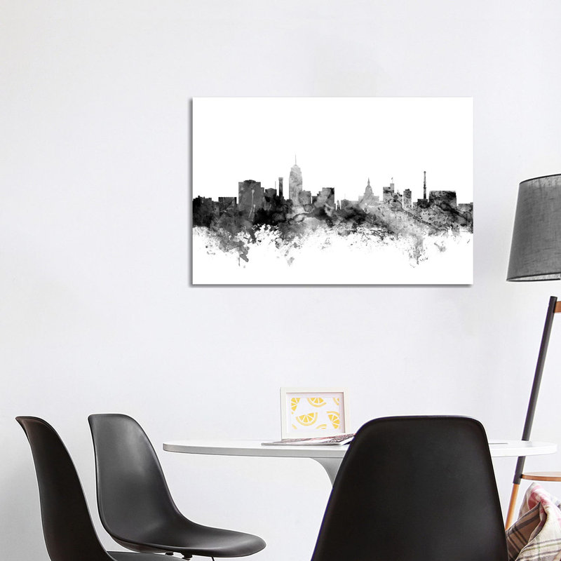 Lansing, Michigan in Black and White by Michael Tompsett - 1 Piece Wrapped Canvas Wall Art