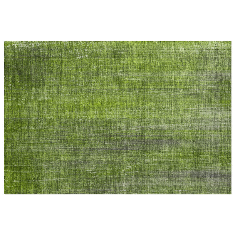 Premium Machine Washable Dream Shag ADS552 Striped Rug, Green, 2'6" x 3'10"