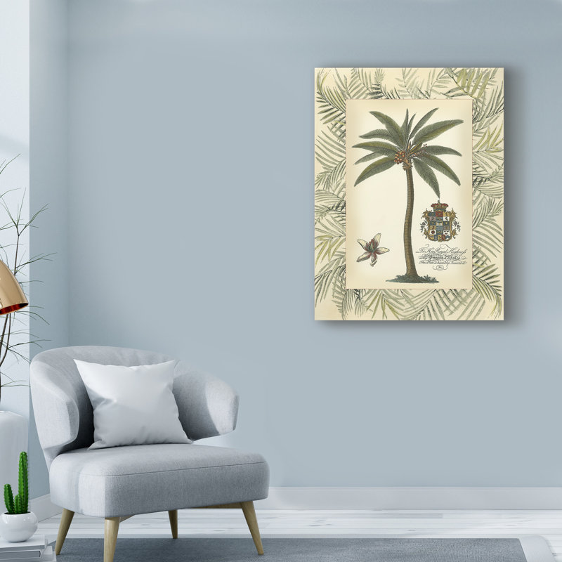 «Palm in Bamboo Frame I», reproduction d'impression sur toile tendue, H 47 po x l 35 po x P 2 po